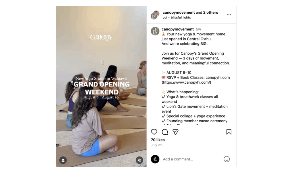 Yoga Studio Grand Opening