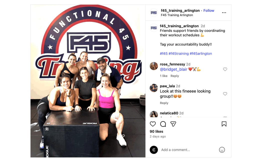 F45 Workout Schedule Member Accountability