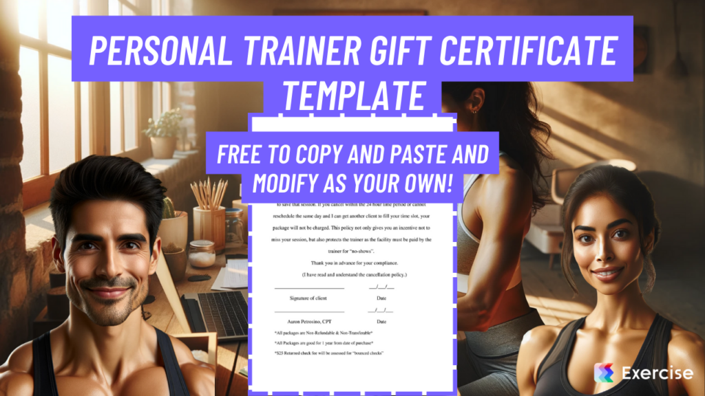 Personal Trainer Gift Certificate Template