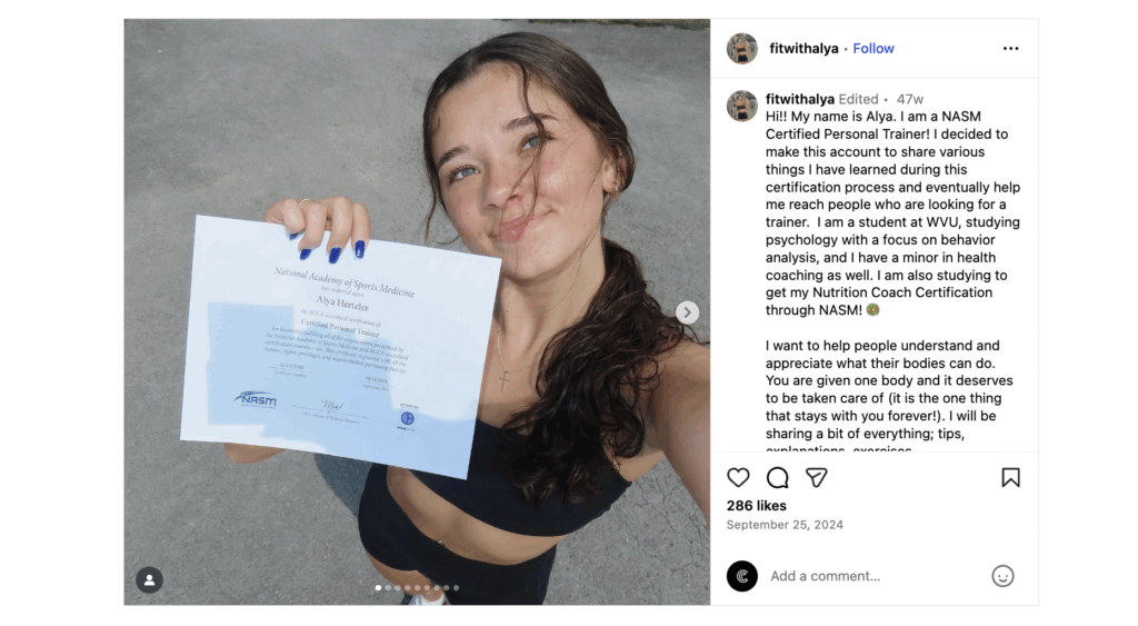 ISSA Personal Trainer Certification Certificate Holder