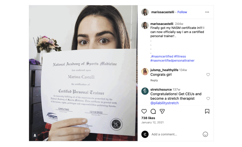 NASM Personal Trainer Certification Certificate