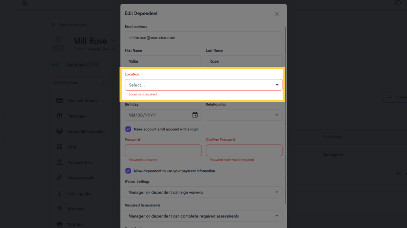 Check Required Location