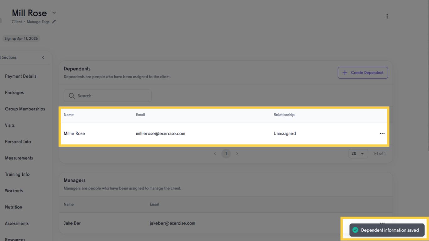 Validate Saved Dependent