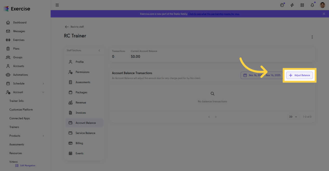 Initiate Balance Adjustment