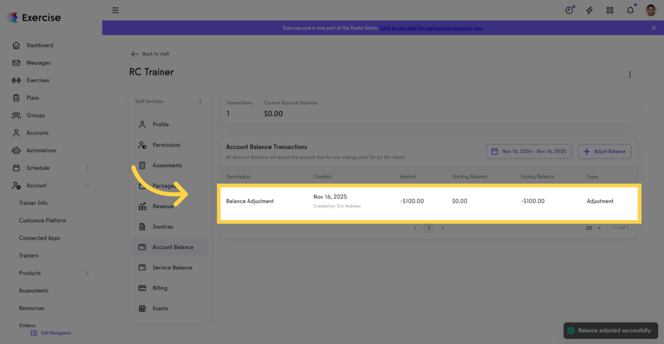 Review Account Balance Transactions