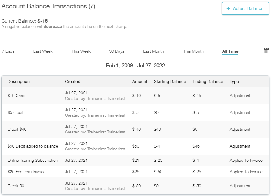 account balance history