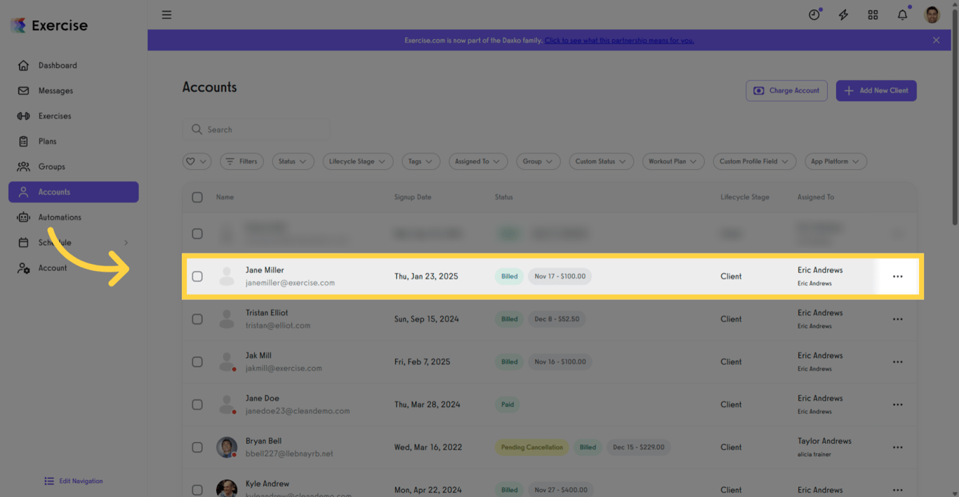 Select Client Account