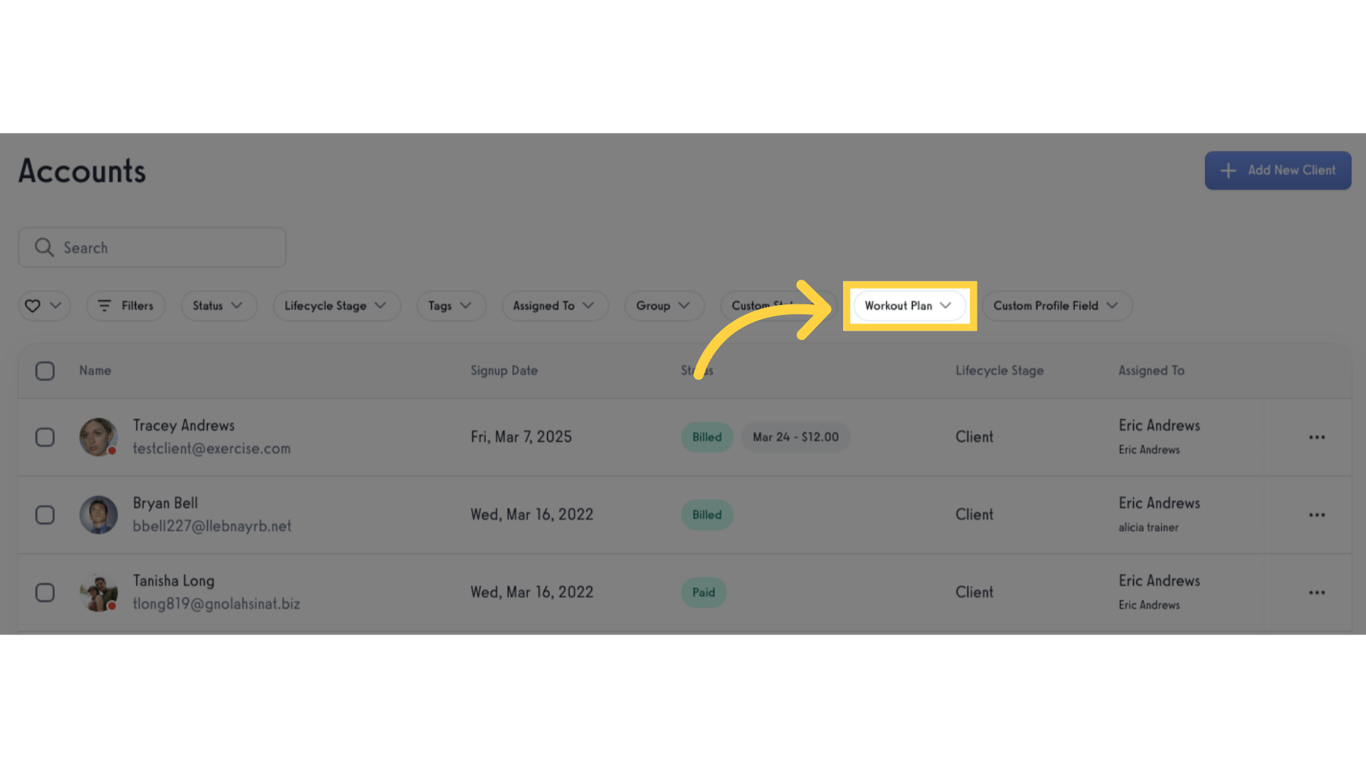 Click 'Workout Plan'.