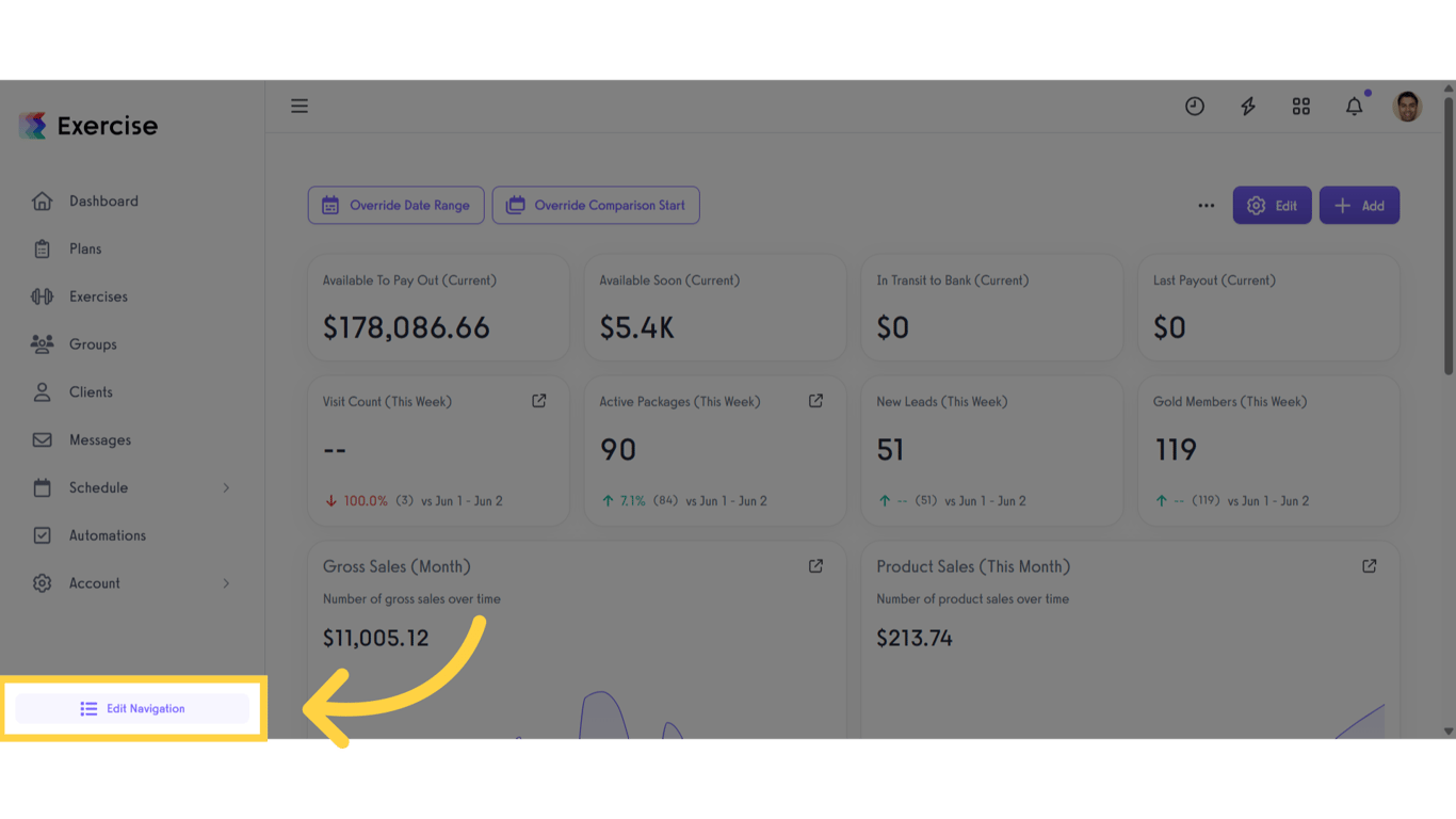 Click 'Edit Navigation'