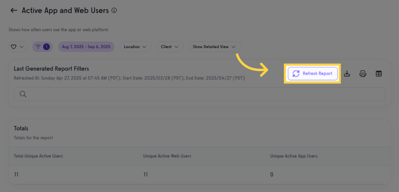 Click 'Refresh Report'
