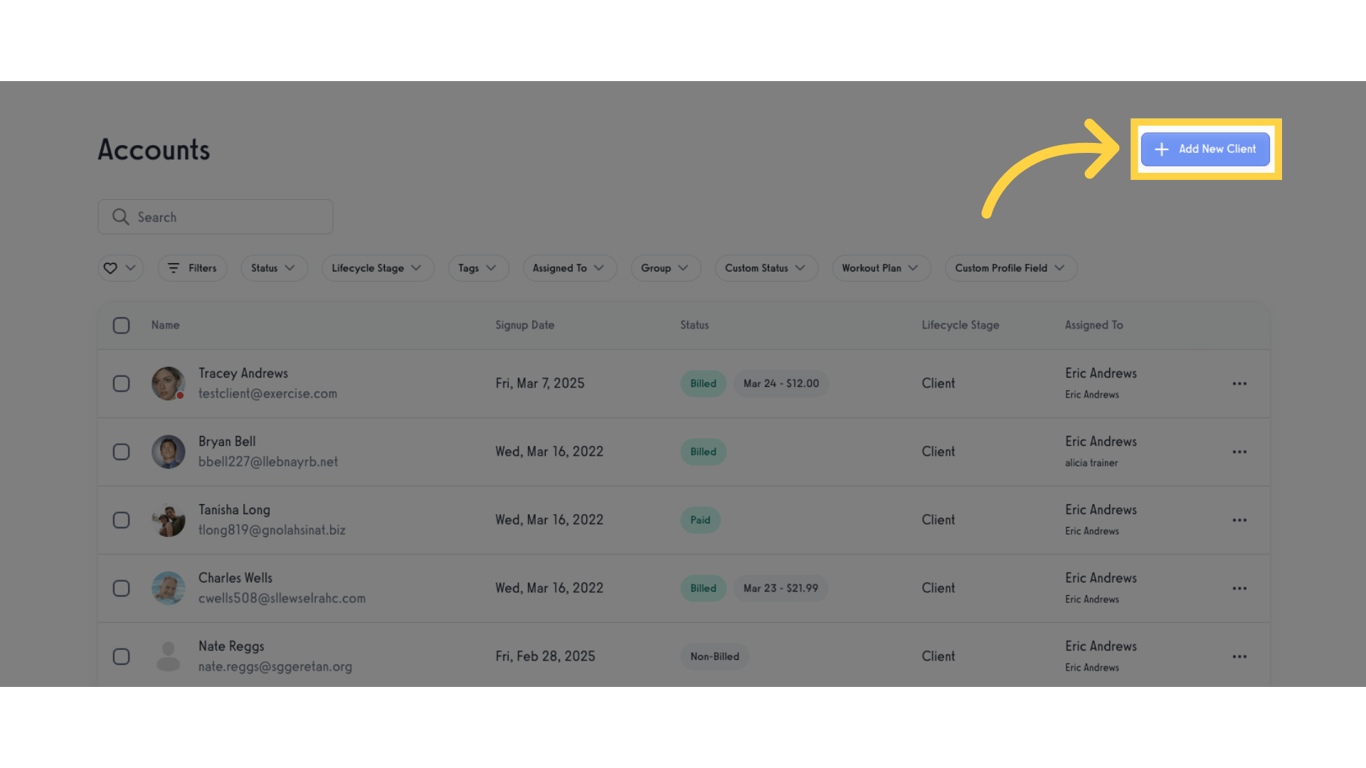 Click 'Add New Client.'