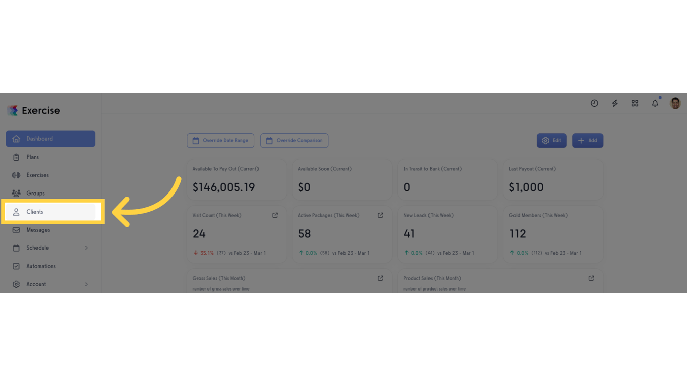 Click “Clients” tab in the left sidebar.