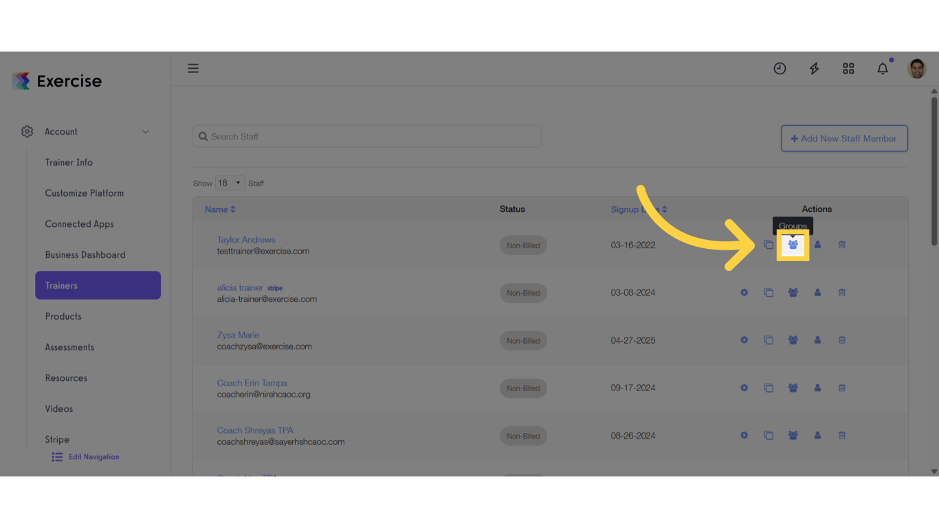 Click the 'Groups' icon