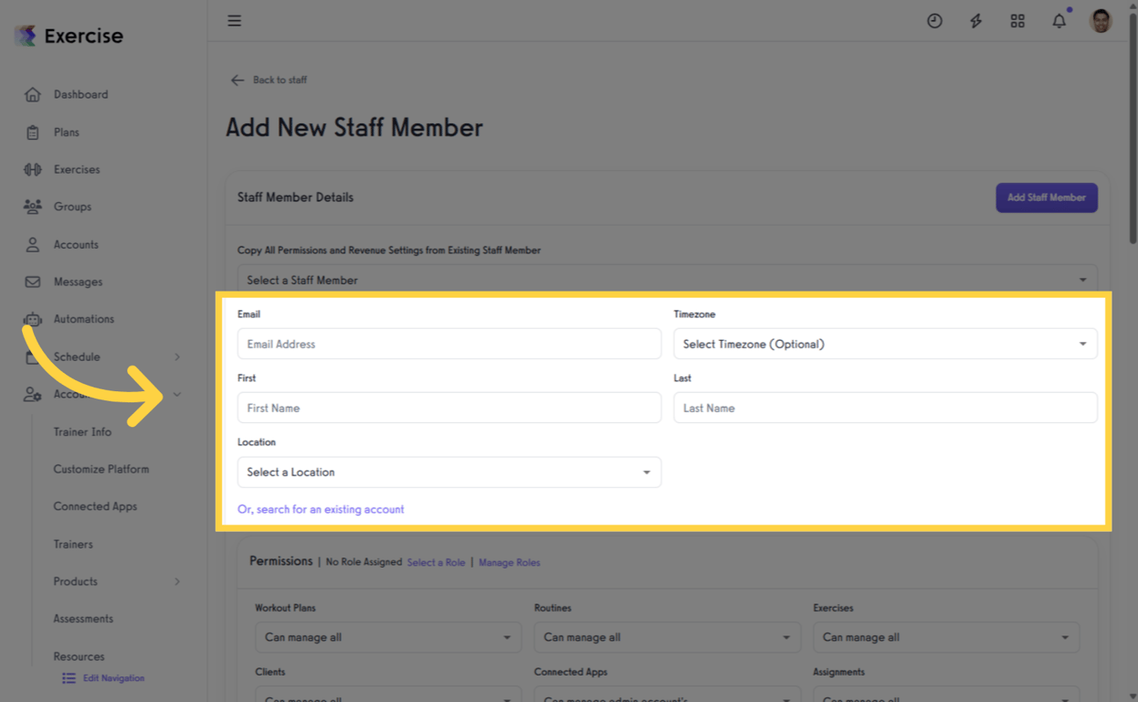Enter New Staff Member Details