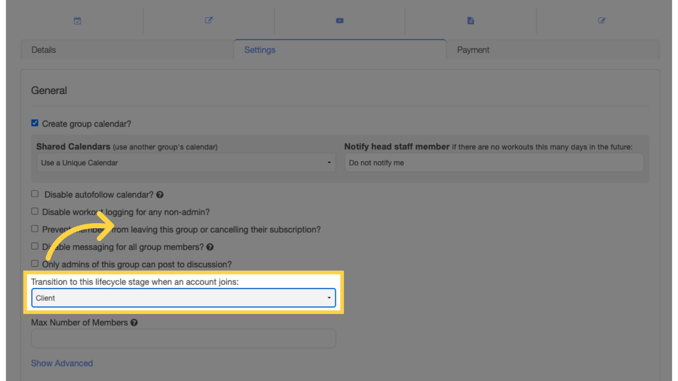 Select 'Client' as lifecycle stage.