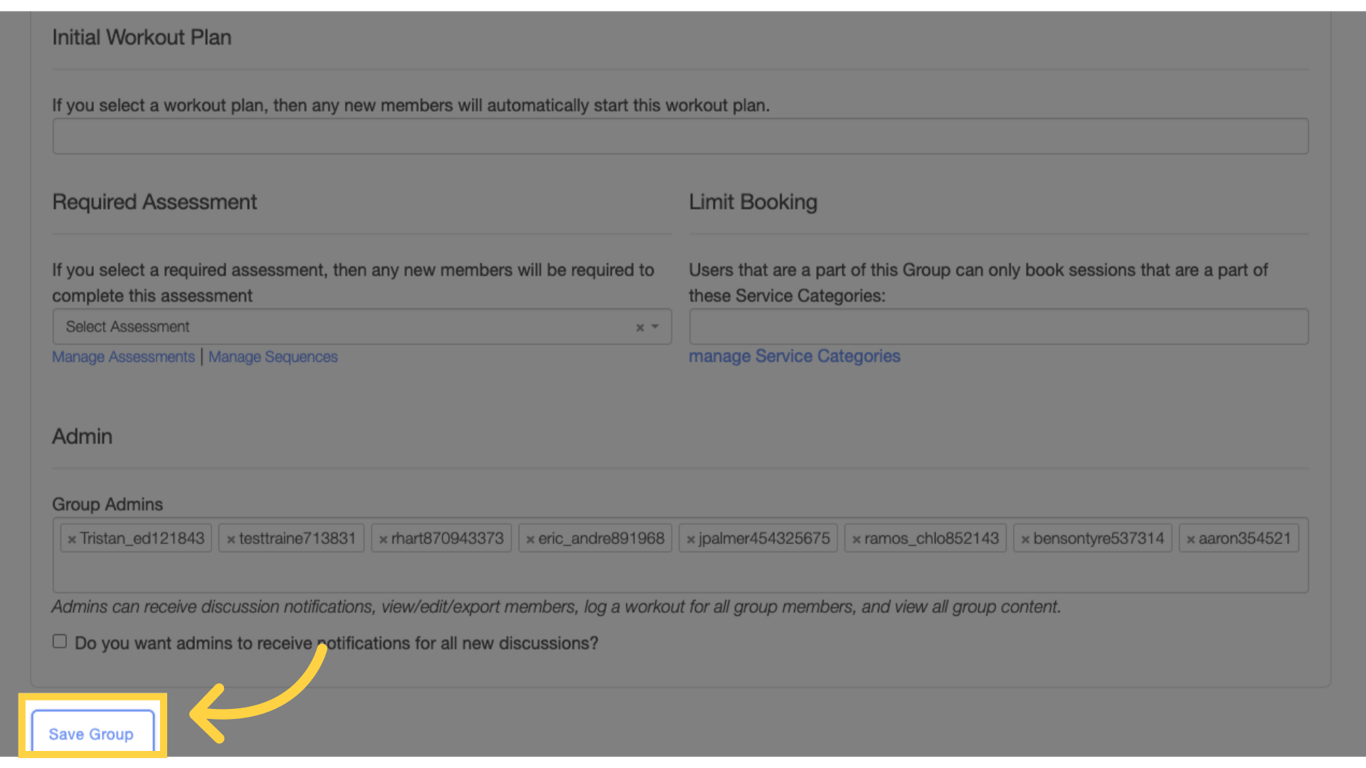Click 'Save Group' button.