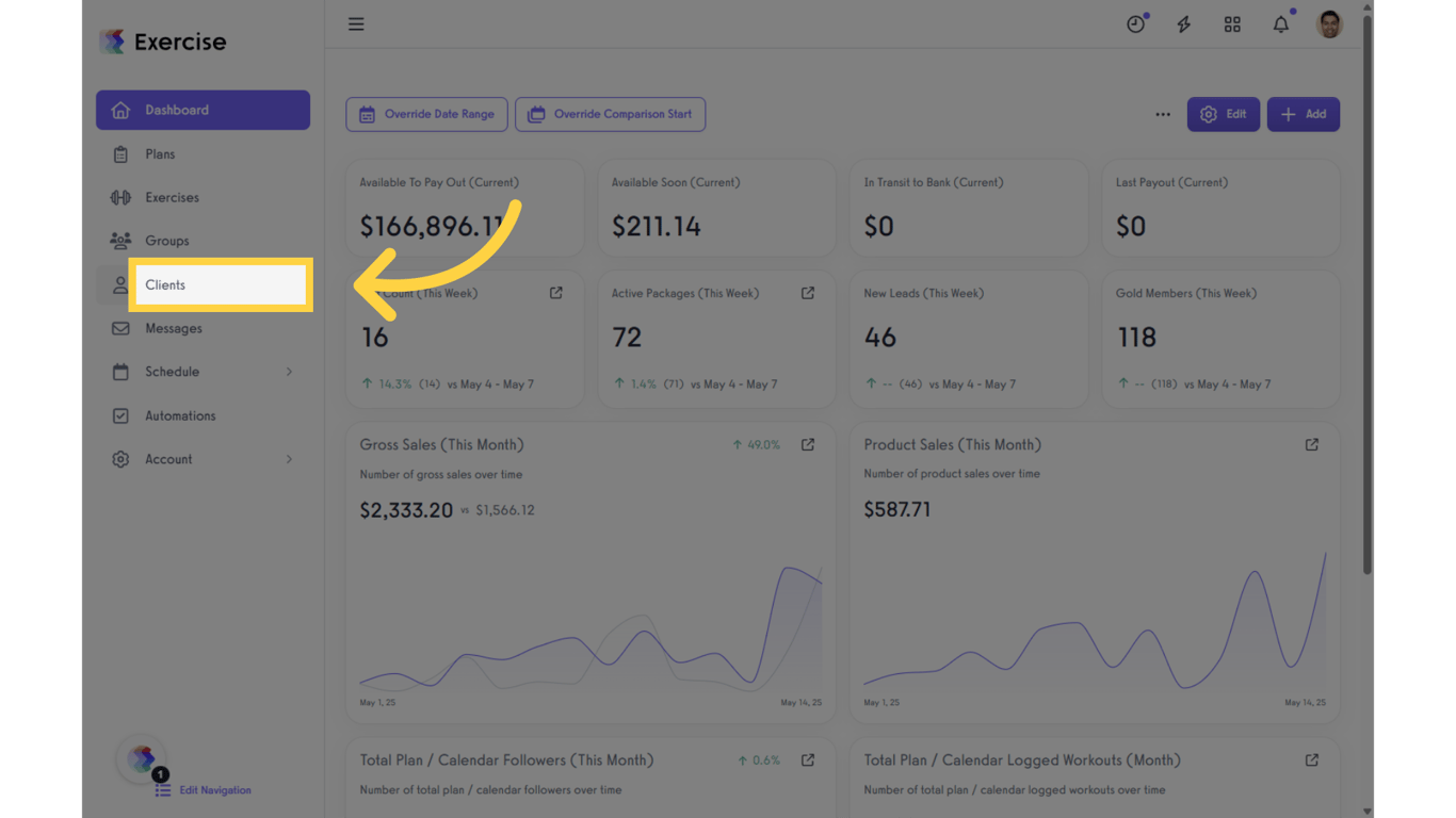  Click on the “Clients” tab on the left side bar.