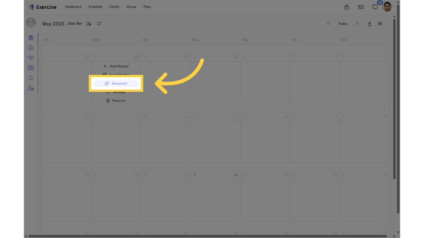 Click “Assessment” on the selected date.