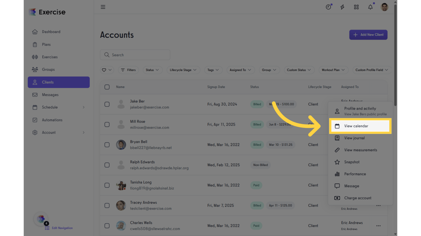 Click 'View calendar.'