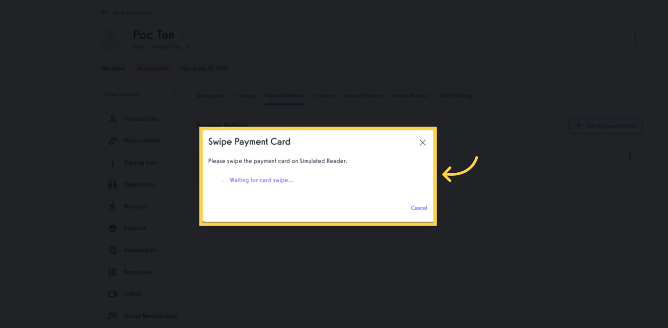 Select a reader or use Simulated Reader.