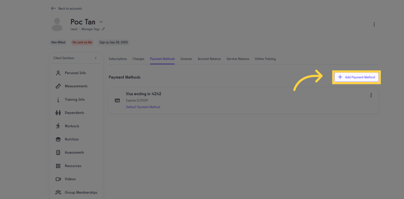 Add another payment method (optional).