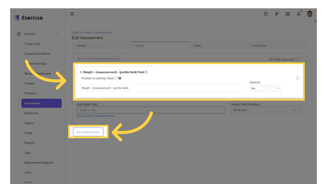 Adjust Weight Field Options and Click Save.