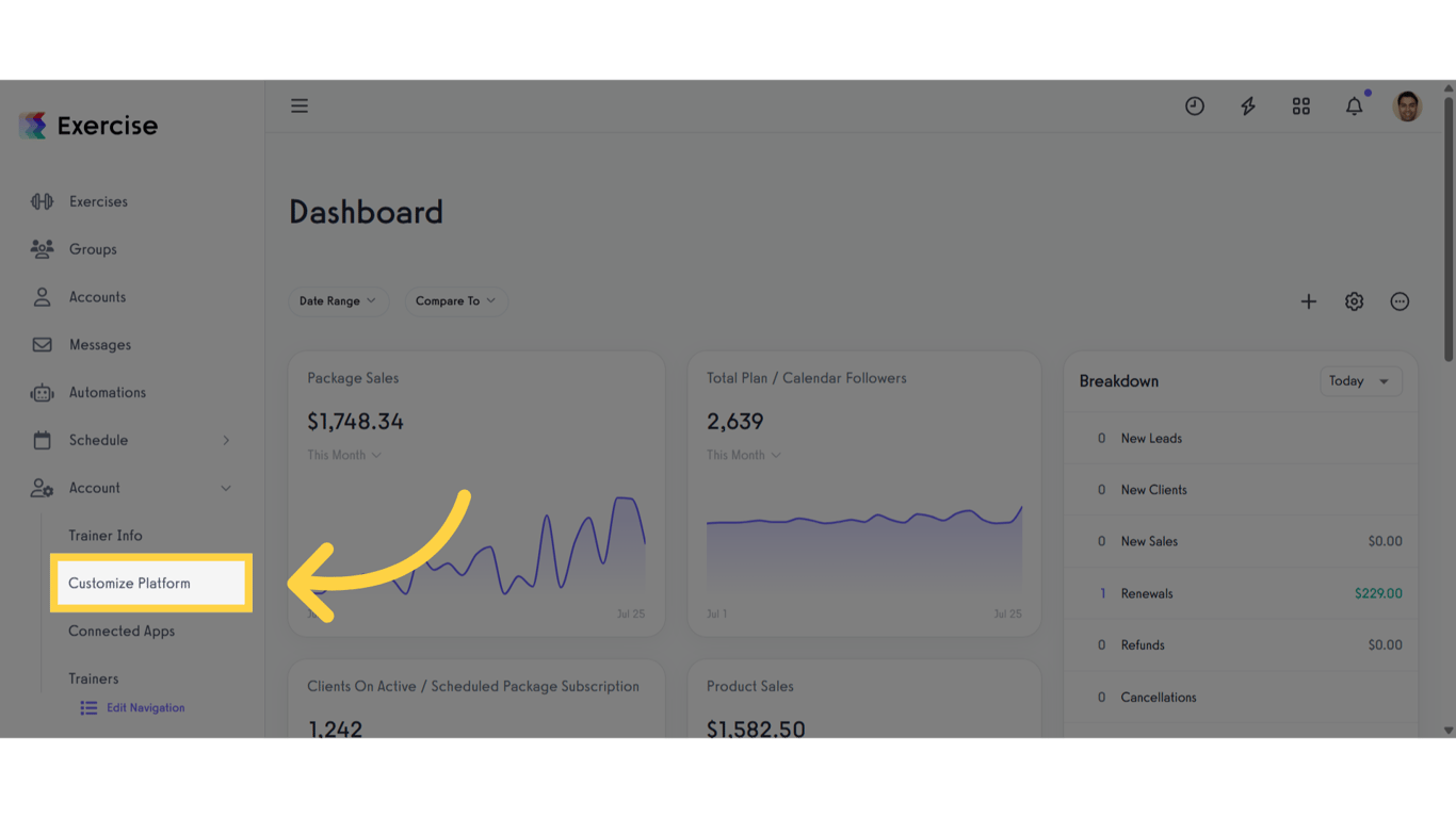 Click 'Customize Platform'