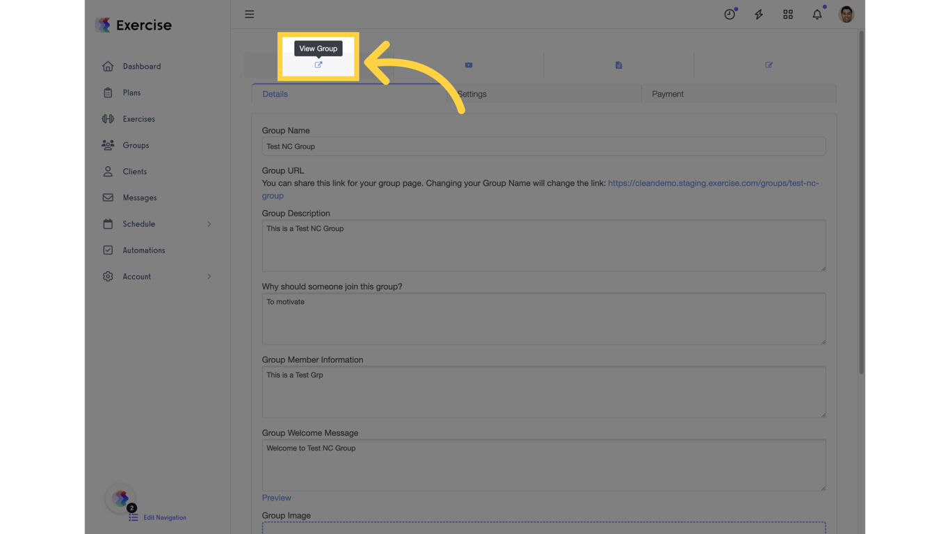 Click on the 'View Group ' icon.