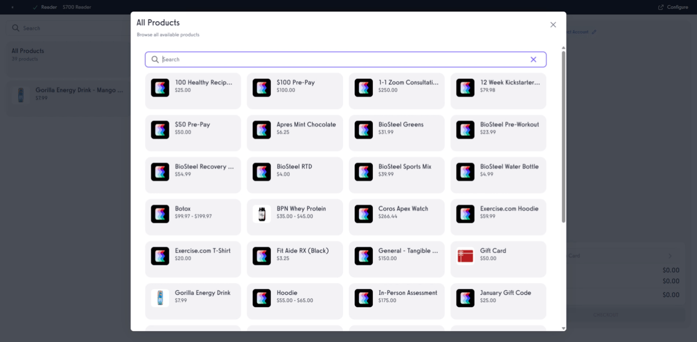 Search field for products