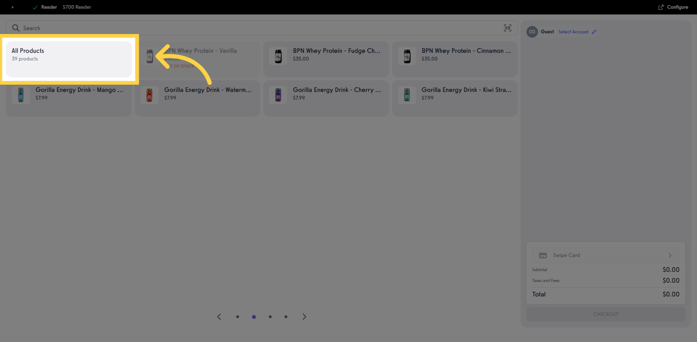 Click All Products list