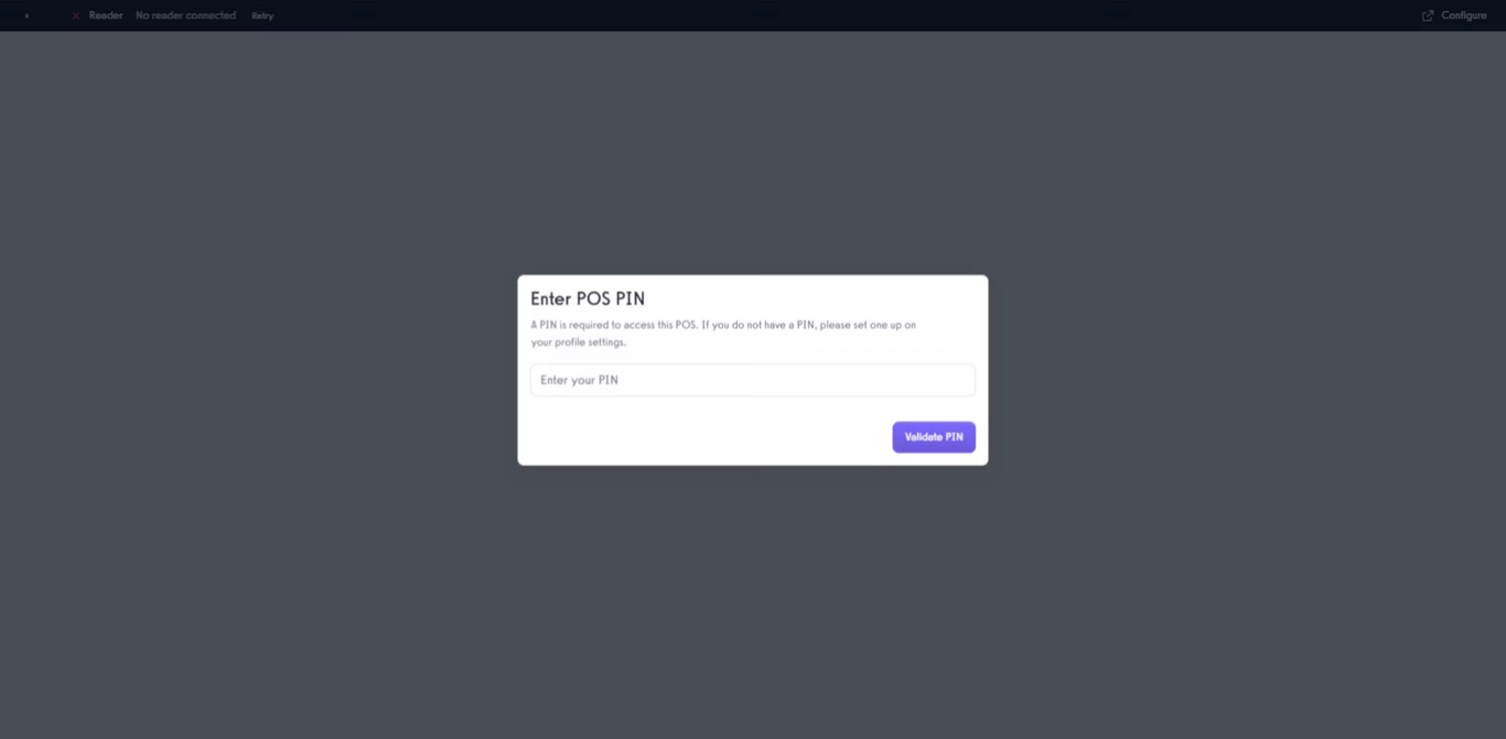 Authenticate your Point of Sale screen