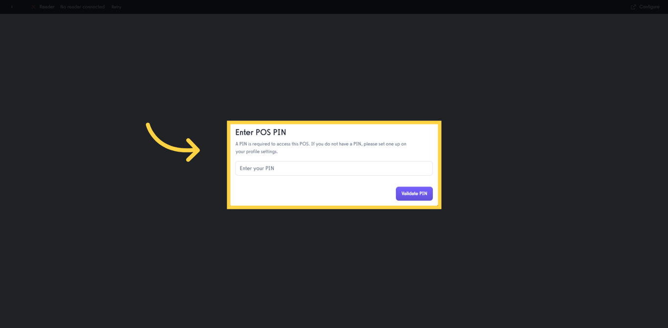 Enter your POS PIN field