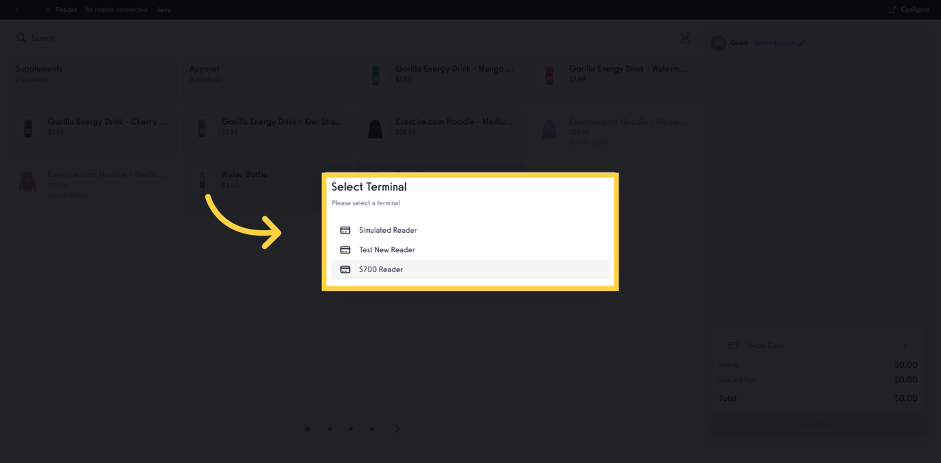 Select terminal screen