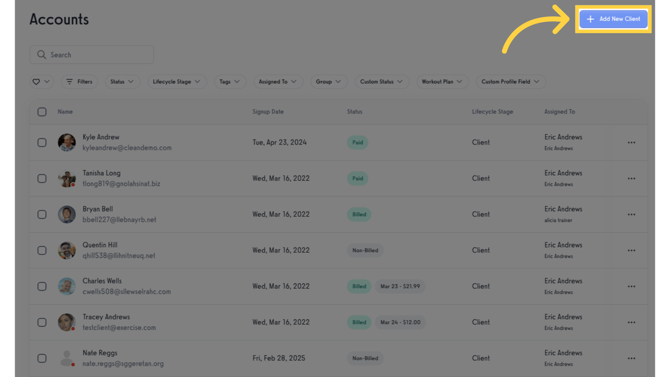 Click 'Add New Client'.