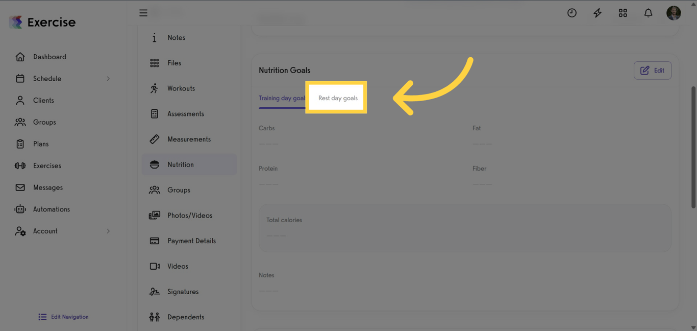 Click Rest Day Goals