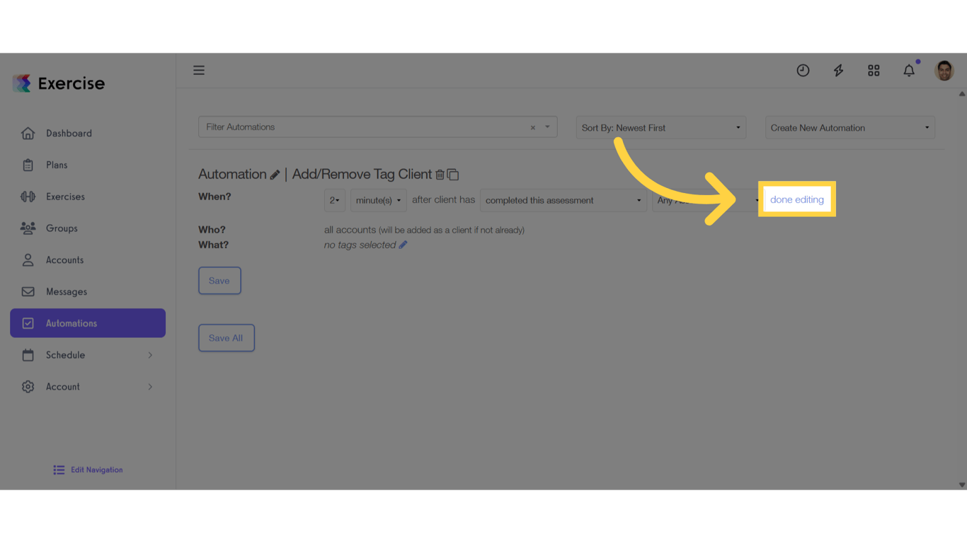 Click 'done editing'