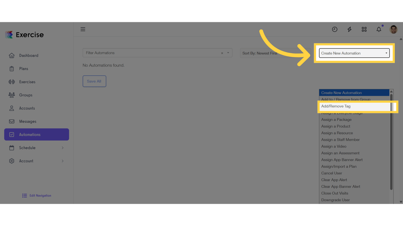 Click 'Create New Automation'