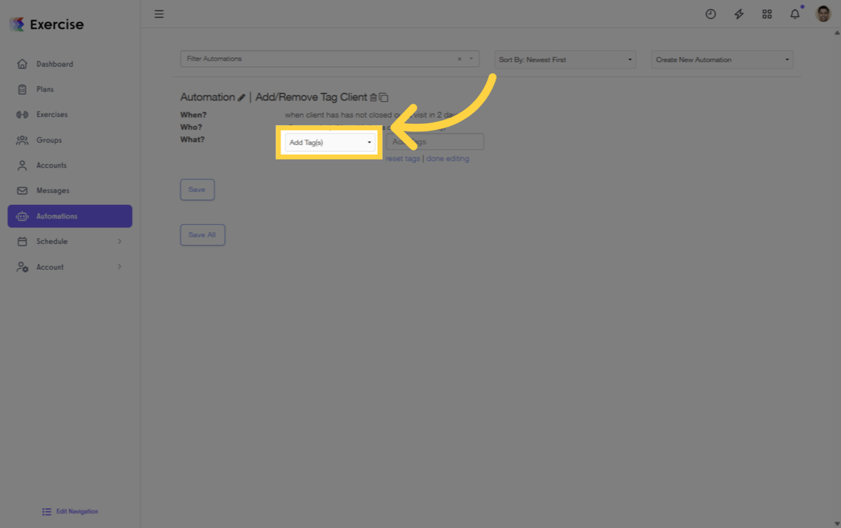 Select Add or Remove Tags