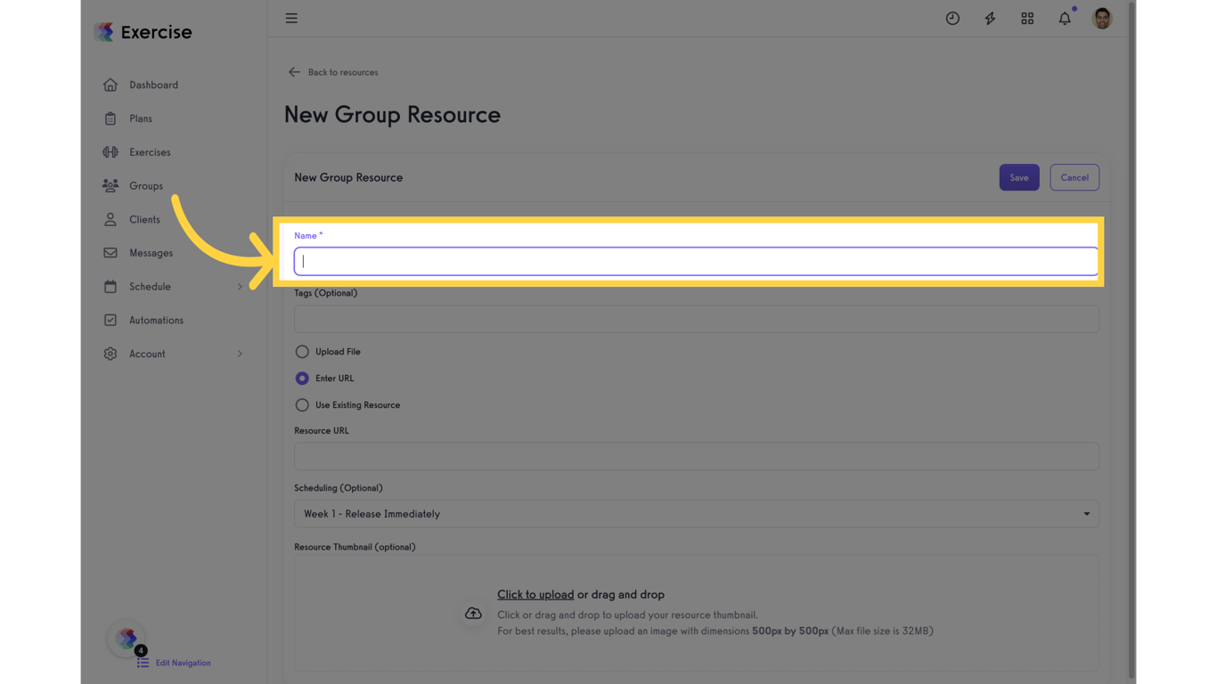 Click on 'Name' box.
