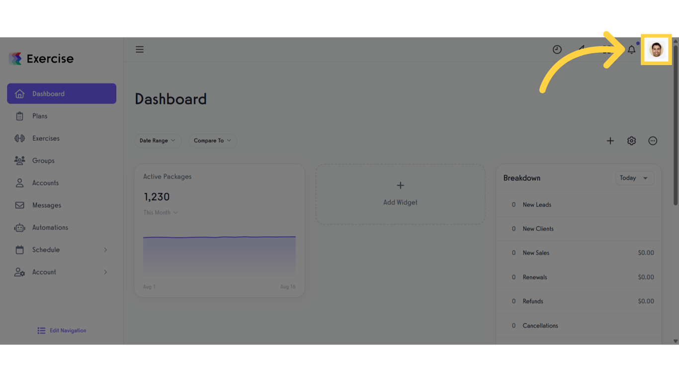 Click the Profile Icon