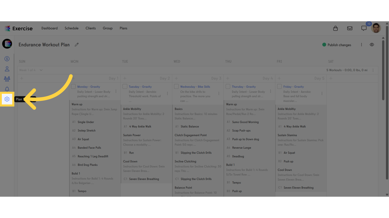 Click 'Plan Settings'