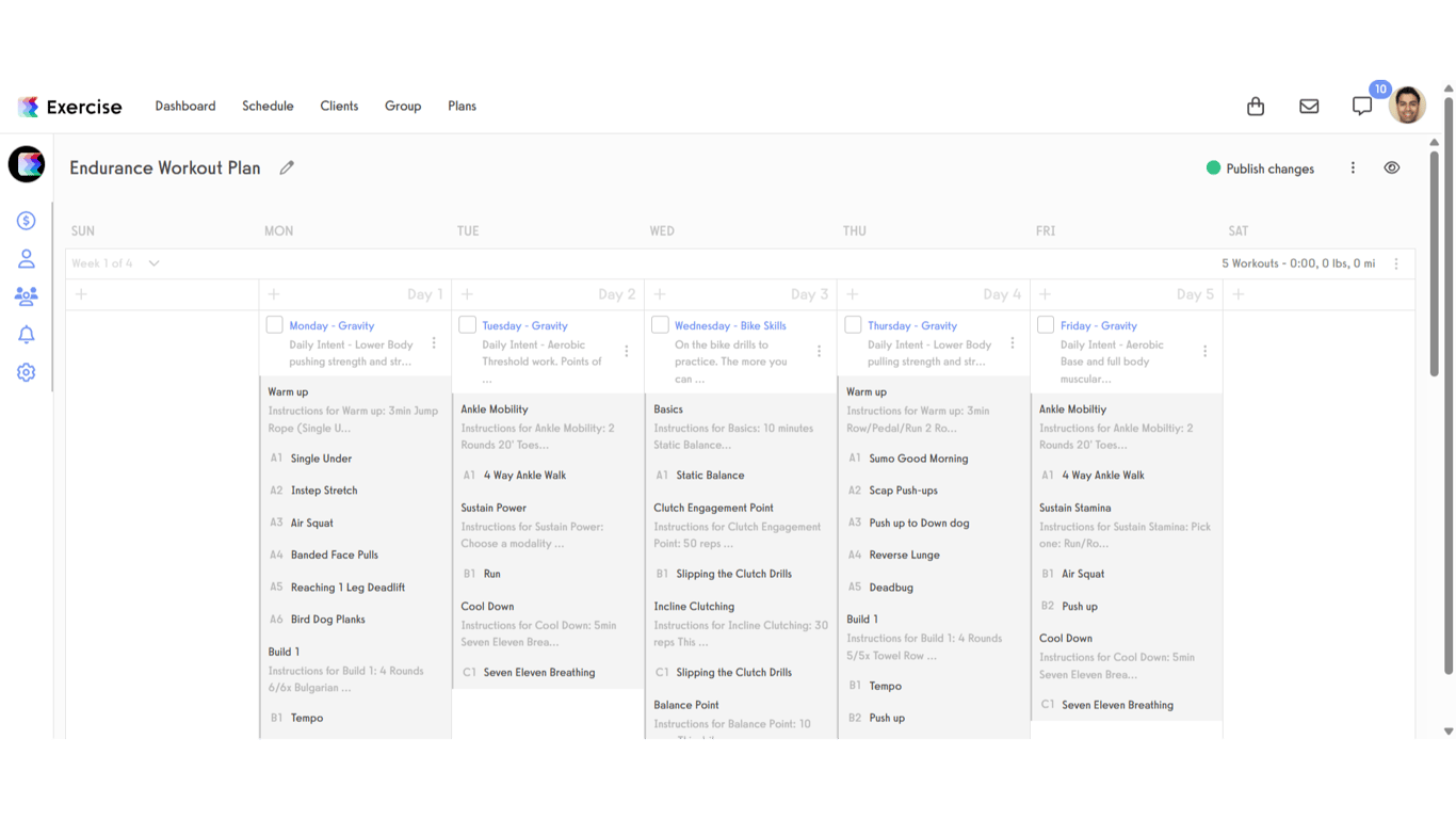 View 'Edit Workout Plan'