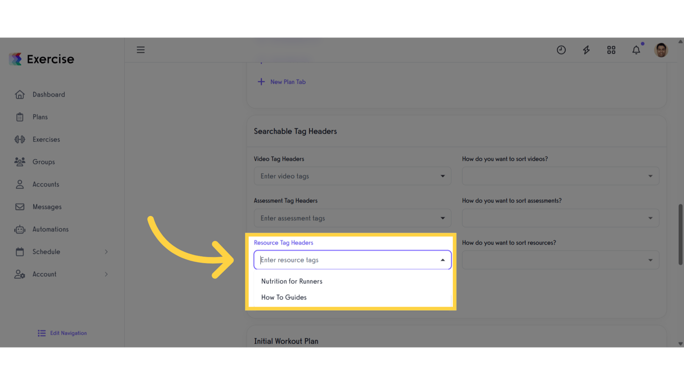 Select Resource Tag Header