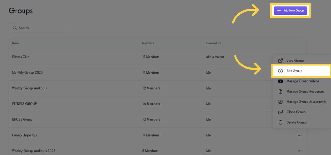 Create new or edit a group