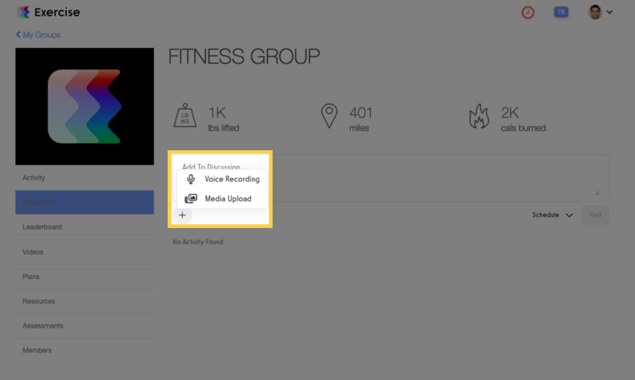 Upload photo to group discussion post