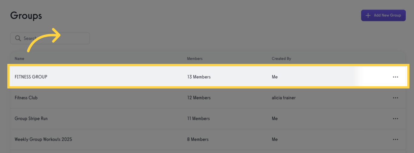 Select and click a group