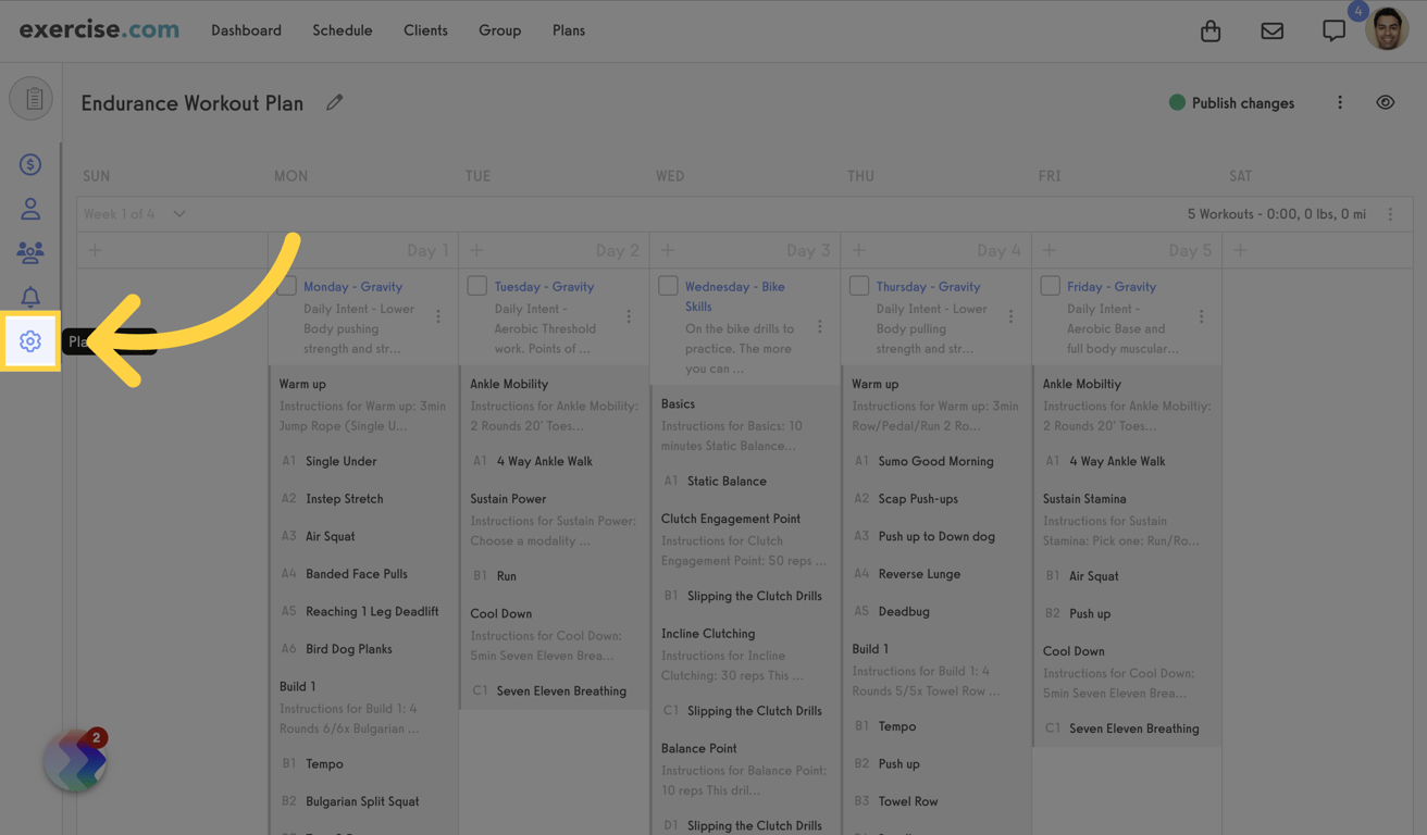 Edit the plan settings
