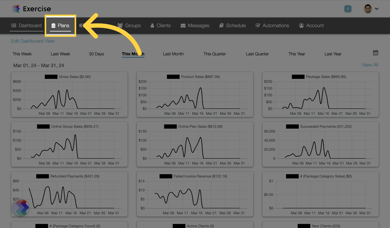 Click on the 'Plans' tab