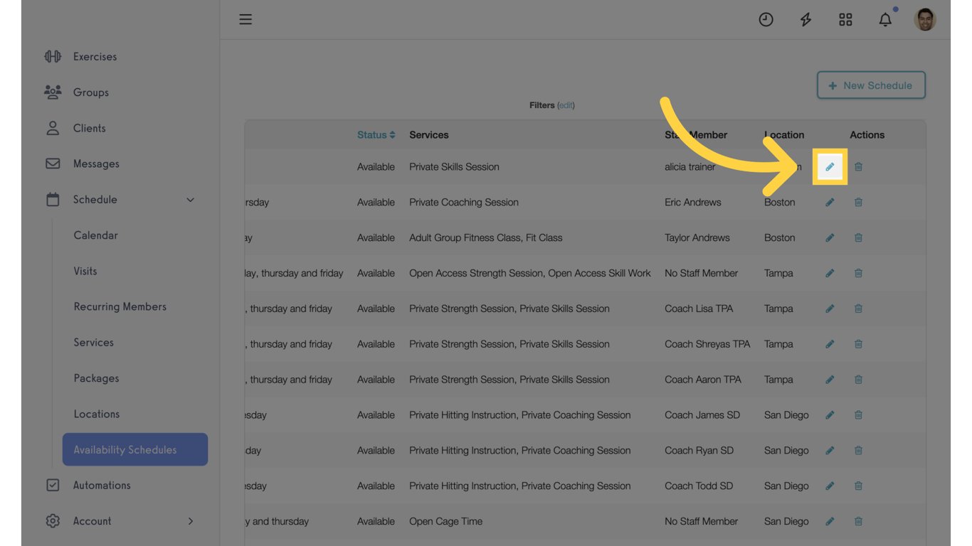 Manage Availability Schedule.