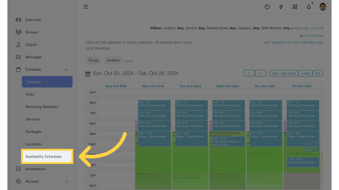 Click Availability Schedules.